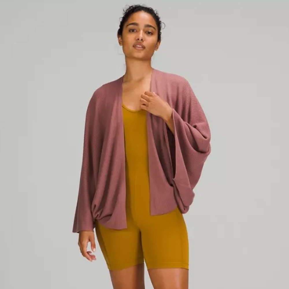 Lululemon Cashlu Knit Textured Wrap Sweater Dusty Rise Pink size Large/ XLarge